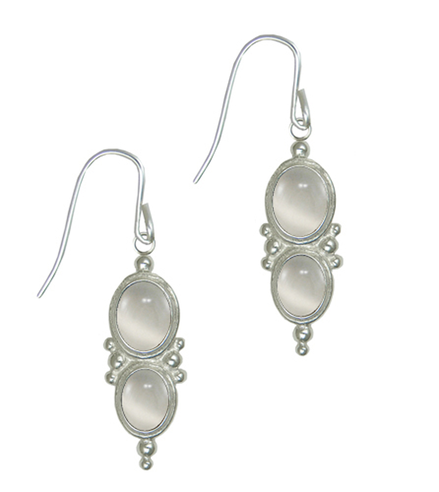 Sterling Silver Drop Dangle Earrings With White Moonstone